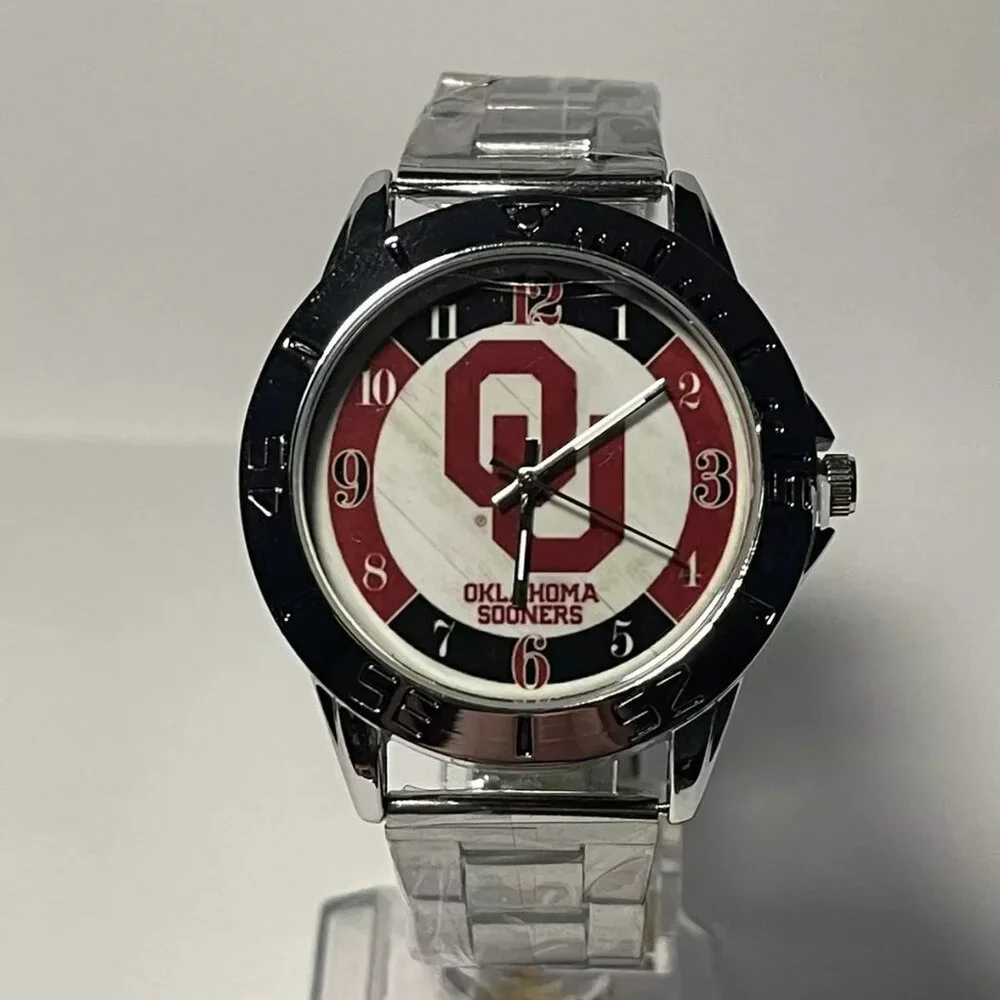 Oklahoma Sooners NCAA Team Logo Men's Stainless-Steel Watch NEW